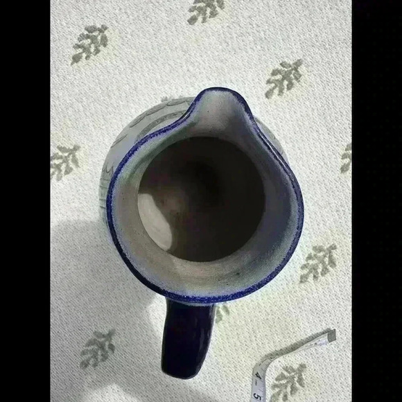 Vintage Blue and White Grapevine Ceramic Pitcher - Picture 6 of 7